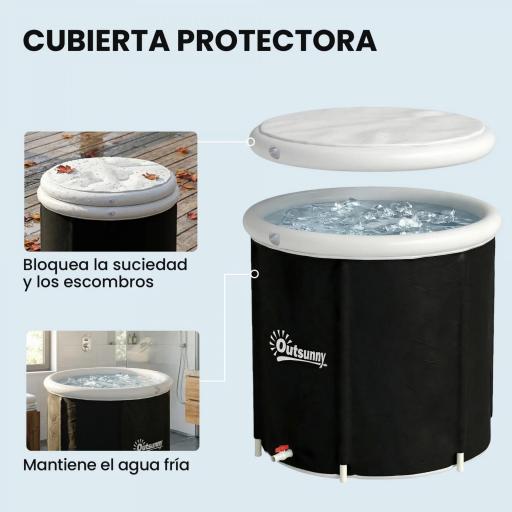 Bañera de Hielo 280L Bañera Hinchable Portátil para Recuperación de Atletas con Cubierta y Bomba Ø78x71 cm [4]