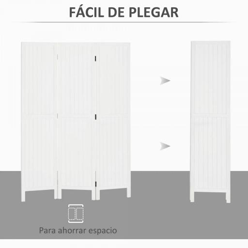 Biombo de 3 Paneles con Pantalla de Privacidad Divisor de Habitación Plegable 120x1,8x170 cm Estilo Rústico Blanco [9]