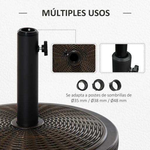 Base para Sombrilla de Jardín Peso Neto 13 kg Soporte de Parasol de Cemento Retro para Postes de 35mm/38mm/48mm para Terraza Patio Exterior Ø48x34 cm Bronce [4]