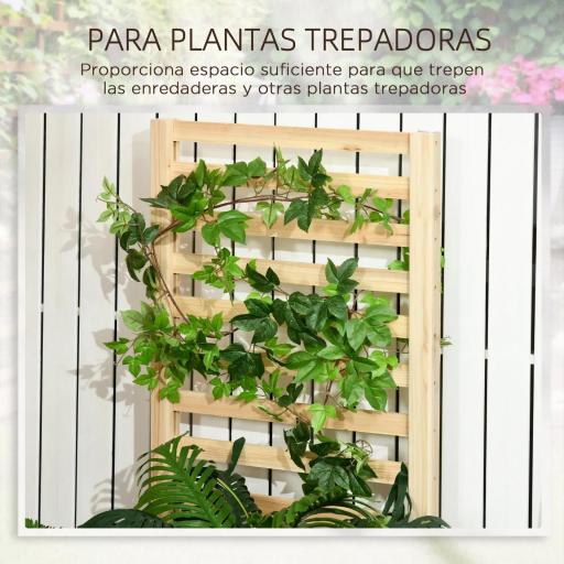 Jardinera Exterior Grande de Madera con Enrejado para Plantas Trepadoras 2 Cajas de Cultivo 230x60x110 cm Natural [2]