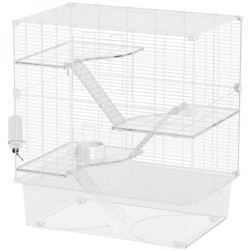 Jaula para Animales Pequeños con Múltiples Niveles Bandeja y Accesorios Incluidos 73x47x80 cm Blanco [9]