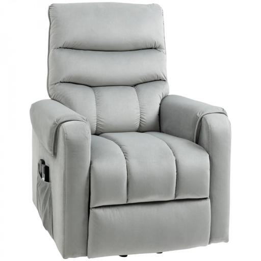 Sillón de Masaje Relax Sillón Levantapersonas con Reclinación Eléctrica hasta 135° Control Remoto y 8 Zonas de Masaje Tapizado en Terciopelo y Acolchado 79x97x103 cm Gris [9]