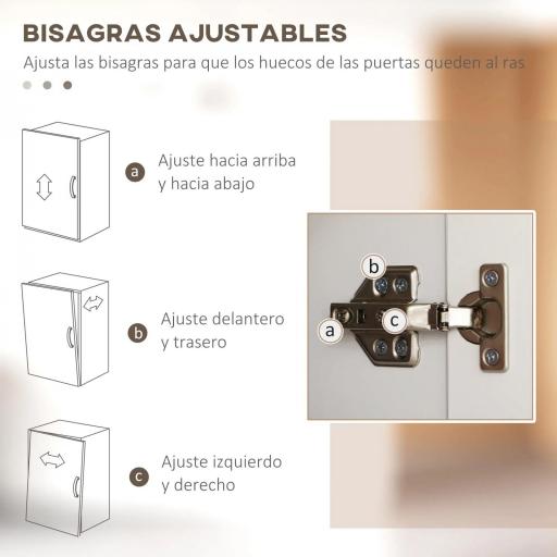 Alacena de Cocina Armario de Almacenaje Multifuncional con 4 Puertas y Estantes Ajustables 60x30x171 cm Blanco [5]