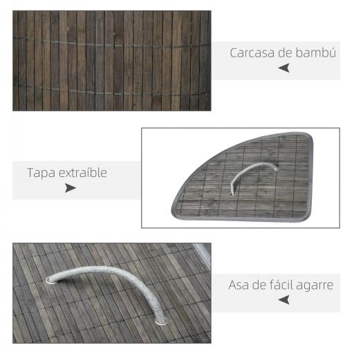 Cesto para Ropa Sucia de Bambú Capacidad de 55L Cesta para la Colada en Forma de Abanico 38x38x57 cm Gris [4]