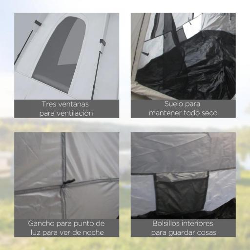 Tienda de Camping Pop-up para 2-3 Personas Impermeable 2000 mm con Bolsa de Trasporte 210x210x150 cm Plata [3]