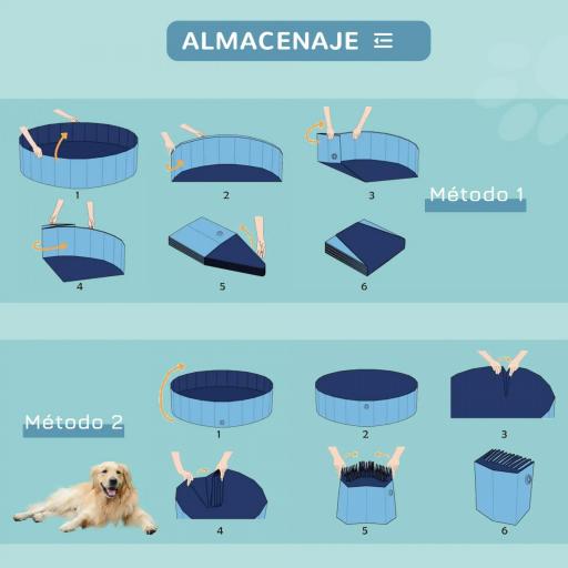 Piscina Plegable para Perros Gatos Ø100x30 cm Bañera Portátil para Mascotas PVC Antideslizante Múltiples Usos Color Azul [2]