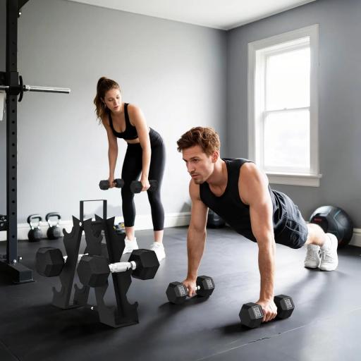 Juego de Mancuernas 2x4kg 2x6kg 2x8kg con Soporte de Almacenamiento para Ejercicio Entrenamiento Negro [5]