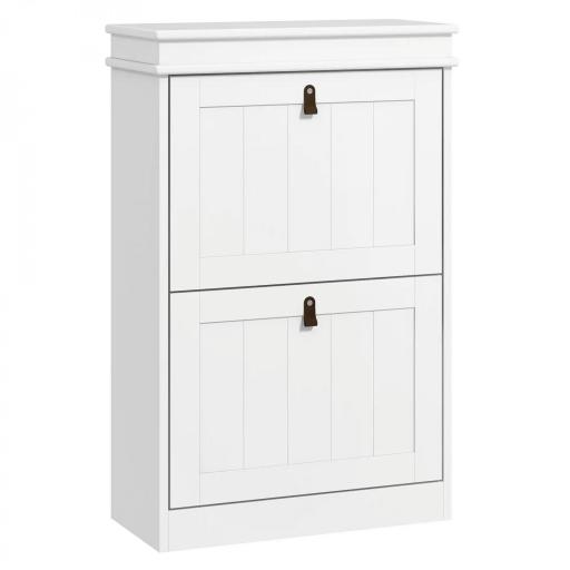 Zapatero Estrecho con 2 Puertas Abatibles y Estantes Ajustables para 10 Pares de Zapatos para Recibidor 54x24x82,5 cm [10]