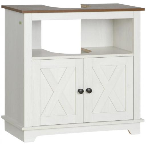 Mueble para Debajo del Lavabo de Madera Armario de Baño de Suelo Mueble Bajo Lavabo Pie con 2 Puertas 60x30x60 cm Blanco [9]