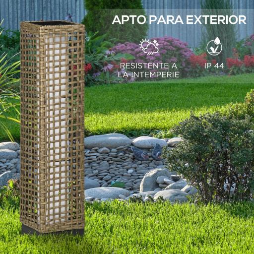 Lámpara Solar de Ratán Sintético con Luces LED Encendido/Apagado Automático para Exterior 15,5x15,5x69 cm Arena [3]