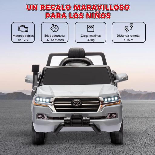 Coche Eléctrico para Niños de +3 Años Toyota LAND CRUISER con Batería 12V Mando a Distancia y Música MP3 Gris [6]