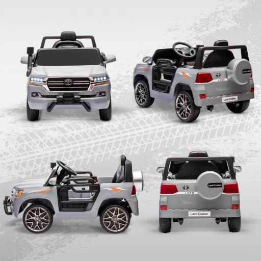 Coche Eléctrico para Niños de +3 Años Toyota LAND CRUISER con Batería 12V Mando a Distancia y Música MP3 Gris [7]