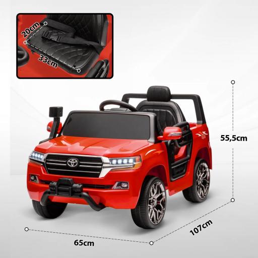 Coche Eléctrico para Niños de +3 Años Toyota LAND CRUISER con Batería 12V Mando a Distancia y Música MP3 Rojo [1]
