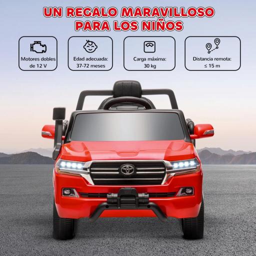 Coche Eléctrico para Niños de +3 Años Toyota LAND CRUISER con Batería 12V Mando a Distancia y Música MP3 Rojo [6]