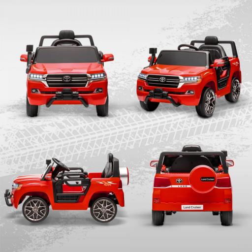 Coche Eléctrico para Niños de +3 Años Toyota LAND CRUISER con Batería 12V Mando a Distancia y Música MP3 Rojo [7]