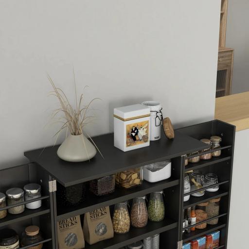 Armario Despensa Cocina con 2 Puertas y 16 Estantes Alacena Moderna con Estantes Ajustables 60x30x104cm Negro [5]