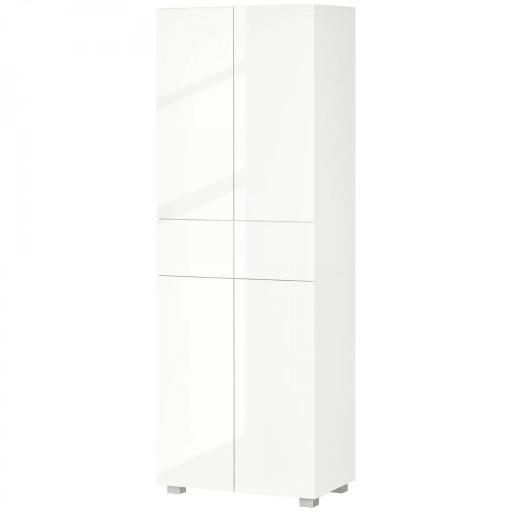 Aparador Alacena de Cocina Mueble Auxiliar con 4 Puertas 2 Cajones y Estantes Ajustables 60x35x170 cm Blanco [9]