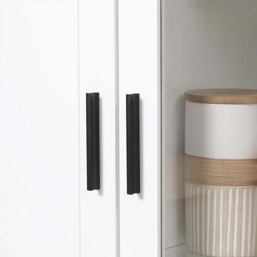 Alacena de Cocina Mueble Auxiliar de Cocina con Puerta de Vidrio y Estantes Ajustables para Comedor 76x36x160 cm Blanco [6]