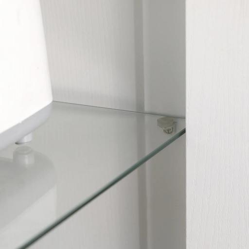 Alacena de Cocina Mueble Auxiliar de Cocina con Puerta de Vidrio y Estantes Ajustables para Comedor 76x36x160 cm Blanco [7]