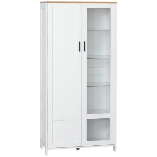 Alacena de Cocina Mueble Auxiliar de Cocina con Puerta de Vidrio y Estantes Ajustables para Comedor 76x36x160 cm Blanco [8]
