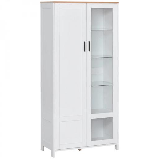 Alacena de Cocina Mueble Auxiliar de Cocina con Puerta de Vidrio y Estantes Ajustables para Comedor 76x36x160 cm Blanco [9]