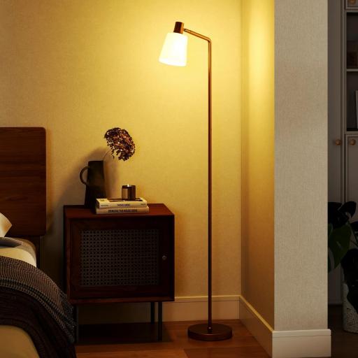 Lámpara de Pie LED Regulable con 3 Temperaturas de Color 3000K-6500K Pantalla Giratoria Bombilla E27 Blanco y Dorado