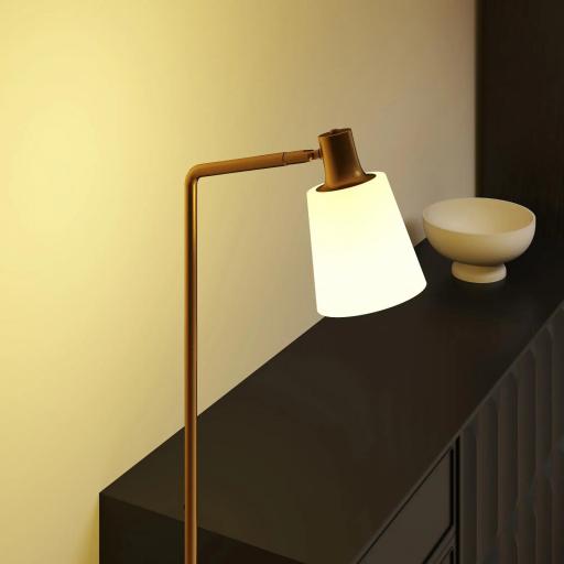 Lámpara de Pie LED Regulable con 3 Temperaturas de Color 3000K-6500K Pantalla Giratoria Bombilla E27 Blanco y Dorado [8]