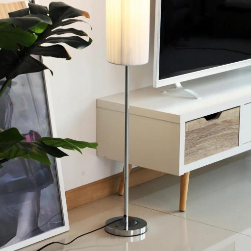 Lámpara de Pie Moderna para Dormitorio Estudio Salón (2 E27 Bombilla) Interruptor de y Bajo Consumo con Base de Acero Inoxidable 120 cm Blanco [4]