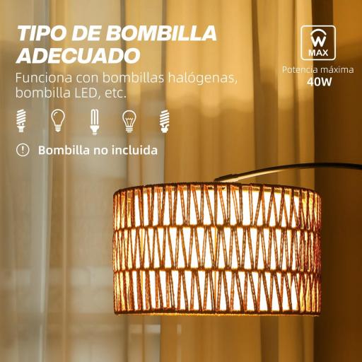 Lámpara de Pie Estilo Linterna con Pantalla de Fibra de Yute y Base de Mármol 93x34x144-175 cm Marrón y Negro [4]