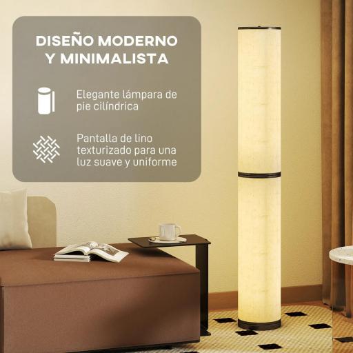 Lámpara de Pie Moderna Salón con Brillo Temperaturas de Color Ajustables Mando a Distancia Magnético Temporizador Beige [3]