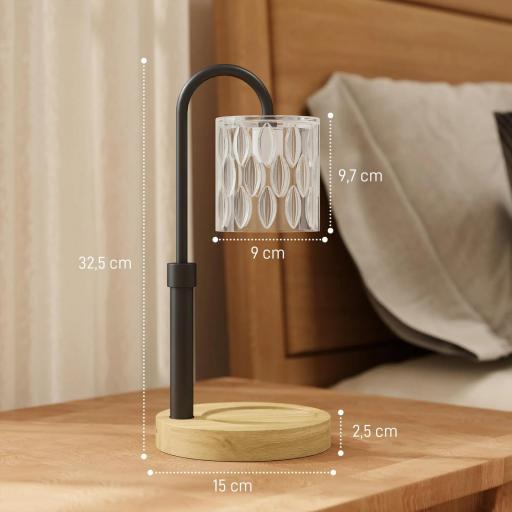 Lámpara Calefactora de Velas con Base Pantalla de Vidrio y Varilla Negra Ø15x32,5 cm para Dormitorio Salón Multicolor [3]