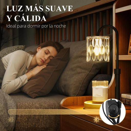 Lámpara Calefactora de Velas con Base Pantalla de Vidrio y Varilla Negra Ø15x32,5 cm para Dormitorio Salón Multicolor [2]