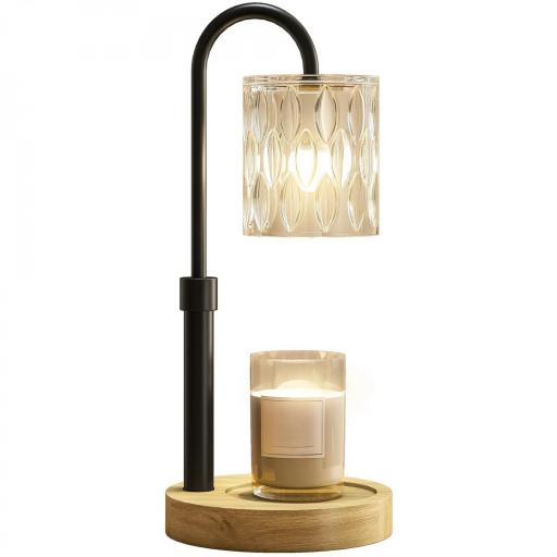 Lámpara Calefactora de Velas con Base Pantalla de Vidrio y Varilla Negra Ø15x32,5 cm para Dormitorio Salón Multicolor [8]