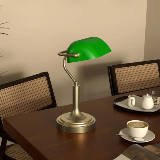 Lámpara de Escritorio Banquero E27 con Pantalla Ajustable Interruptor Basculante para Hogar Oficina Biblioteca Verde [6]