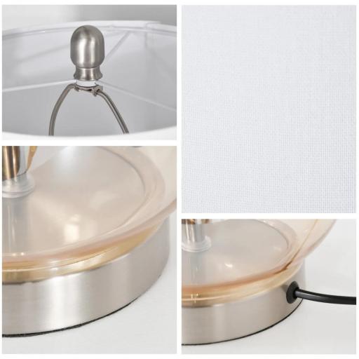 Juego de 2 Lámparas de Mesa Lámparas de Mesita de Noche con Casquillo de Lino E27 Máx. 40W para Salón Ø30x56 cm Blanco [5]