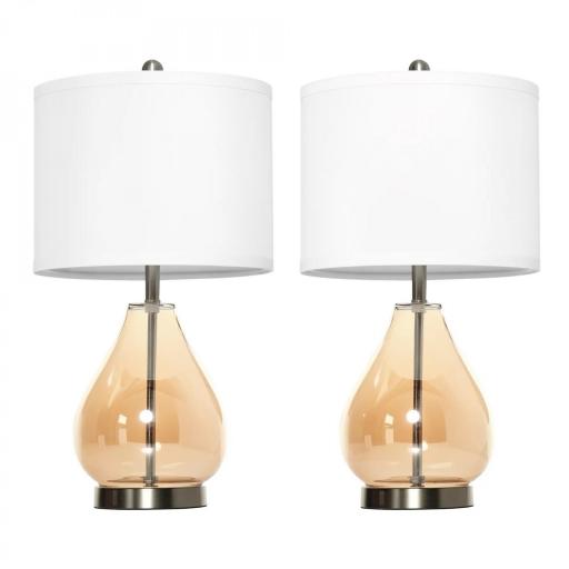 Juego de 2 Lámparas de Mesa Lámparas de Mesita de Noche con Casquillo de Lino E27 Máx. 40W para Salón Ø30x56 cm Blanco [8]