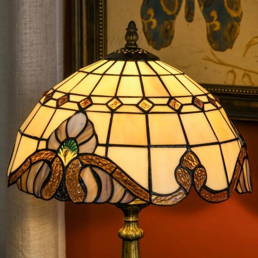 Lámpara de Mesa Hecha a Mano Estilo Clásico Lámpara de Noche de Vidrio para Dormitorio Salón Ø30x48 cm Multicolor [5]