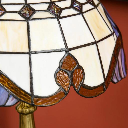 Lámpara de Mesa Hecha a Mano Estilo Clásico Lámpara de Noche de Vidrio para Dormitorio Salón Ø30x48 cm Multicolor [6]