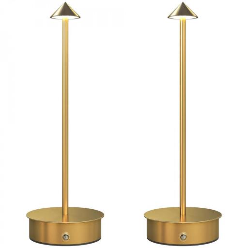 Juego de 2 Lámparas de Mesa LED Recargables con USB y Control Táctil y Luz Regulable Ø10x30 cm Dorado [8]