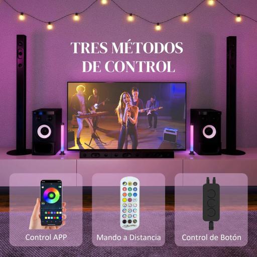 Conjunto de Lámparas de Mesa con Control Remoto App Bluetooth Sincronización con Música y Temporizador Blanco [4]