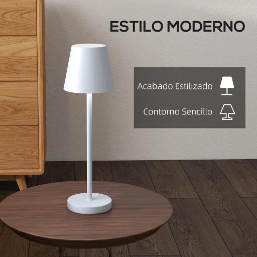 Lámpara de Mesita de Noche Inalámbrica con Luces LED Lámpara de Mesa USB-C Recargable 3 Colores Ø11,2x36,5 cm Gris [2]