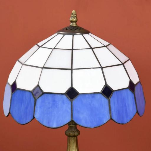 Lámpara de Mesa Estilo Clásico Hecha a Mano Lámpara de Noche de Vidrio para Dormitorio Salón Ø31x48 cm Azul [5]