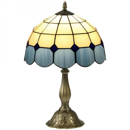 Lámpara de Mesa Estilo Clásico Hecha a Mano Lámpara de Noche de Vidrio para Dormitorio Salón Ø31x48 cm Azul [9]