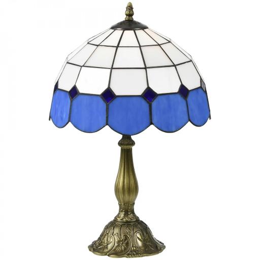 Lámpara de Mesa Estilo Clásico Hecha a Mano Lámpara de Noche de Vidrio para Dormitorio Salón Ø31x48 cm Azul [8]