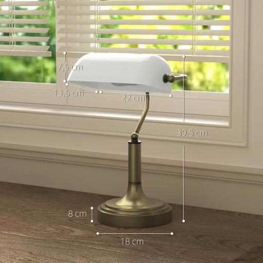 Lámpara de Escritorio Banquero con Pantalla Ajustable Interruptor Basculante para Oficina Biblioteca Blanco [1]