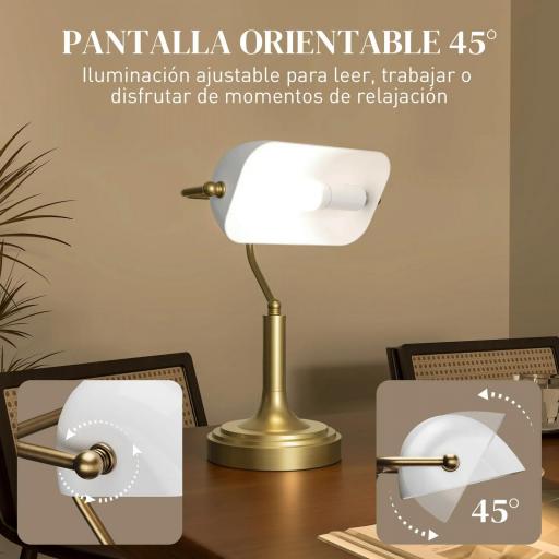 Lámpara de Escritorio Banquero con Pantalla Ajustable Interruptor Basculante para Oficina Biblioteca Blanco [4]