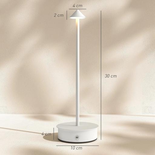 Juego de 2 Lámparas de Mesa LED Recargables con USB y Control Táctil y Luz Regulable Ø10x30 cm Blanco [1]