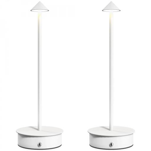 Juego de 2 Lámparas de Mesa LED Recargables con USB y Control Táctil y Luz Regulable Ø10x30 cm Blanco [8]