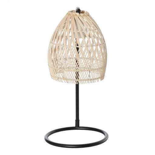 Lámpara de Mesa Decorativa con Pantalla de Ratán Casquillo E27 Máx. 40W para Dormitorio Salón Ø20x41 cm Natural [8]