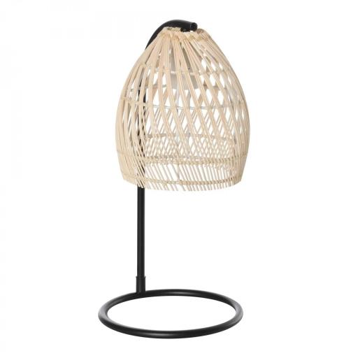 Lámpara de Mesa Decorativa con Pantalla de Ratán Casquillo E27 Máx. 40W para Dormitorio Salón Ø20x41 cm Natural [9]